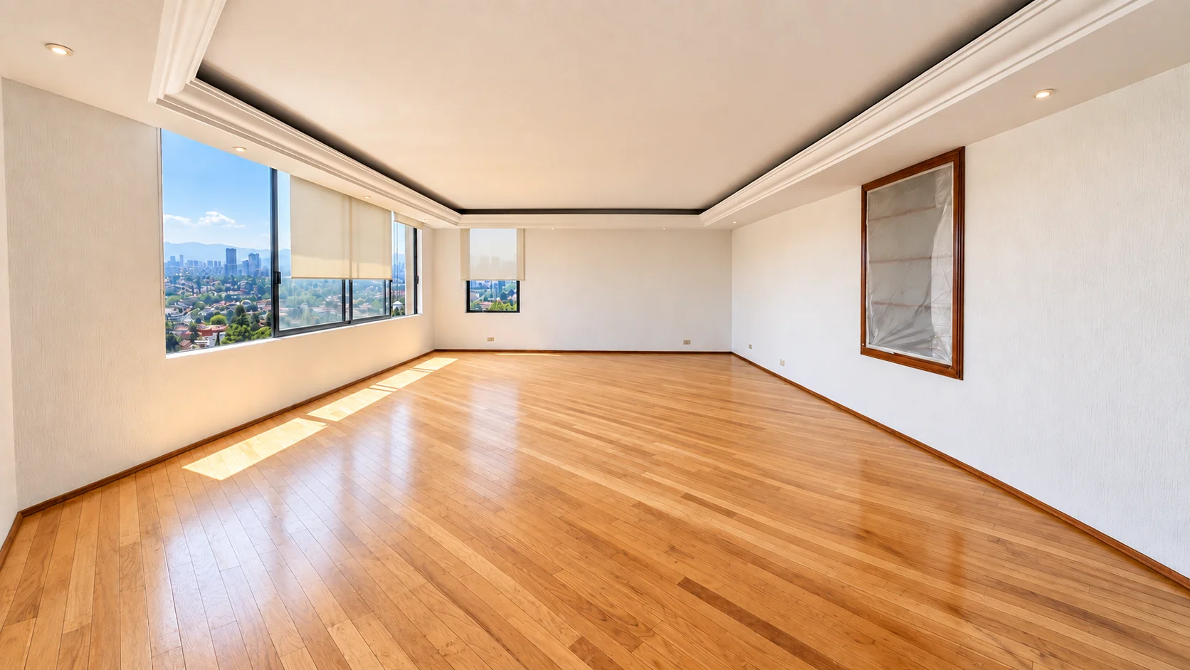 Piso de ingeniería de encino restaurado y protegido